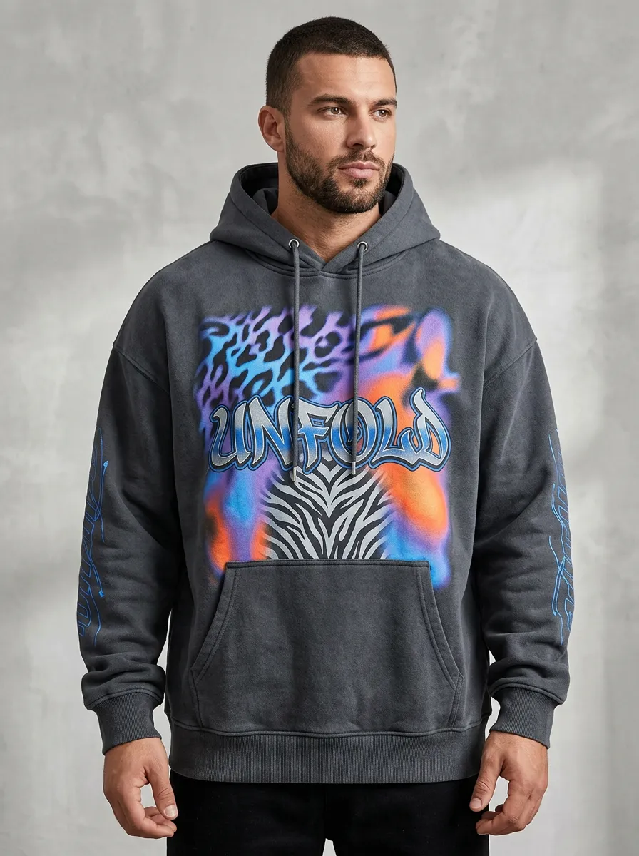 Men's Streetwear Leopard Zebra Airbrush Hoodie