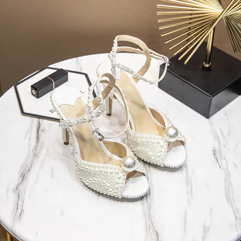 Square Toe Ankle Strap Rhinestone Lightweight Pumps