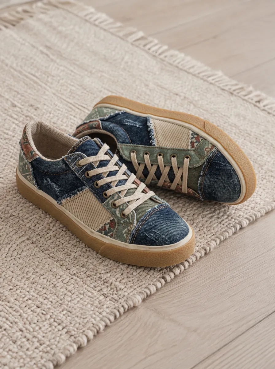 Women's Vintage Patchwork Denim Fresh Edit Skate Shoes