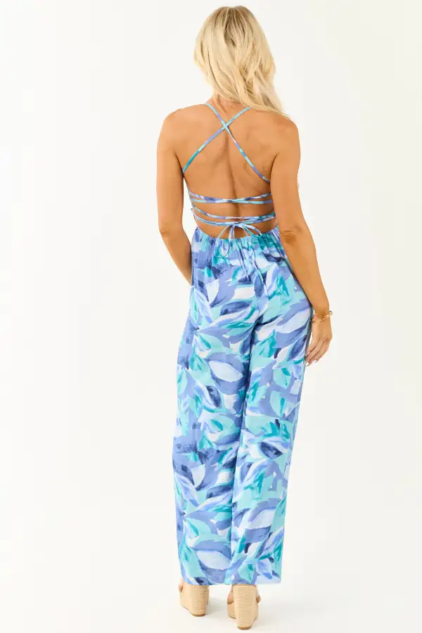 Dusty Tropical Print Wide Leg Lace
