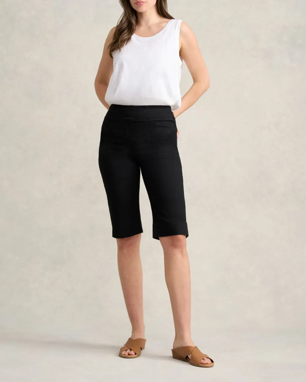 Stretch Fabric Mid Length Shorts