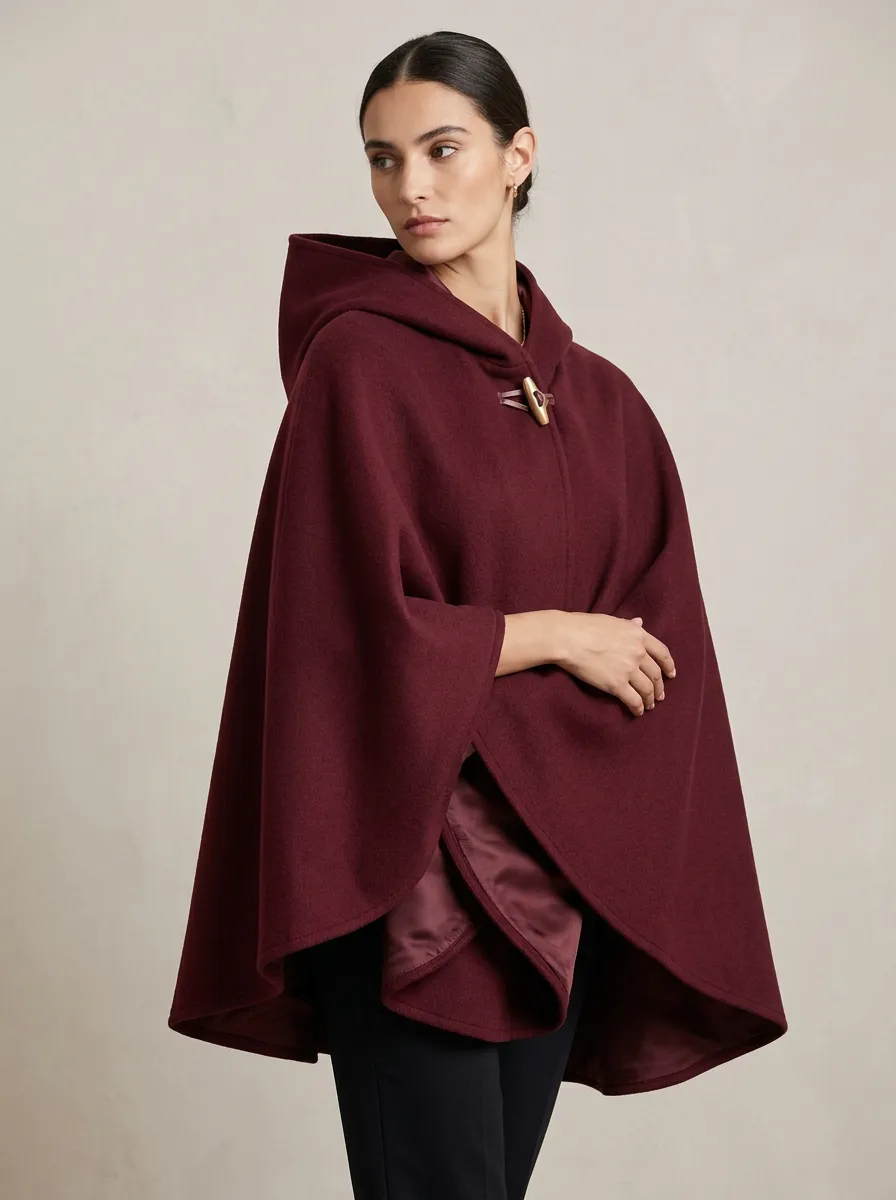 Elegant Hooded Women's Cape Poncho