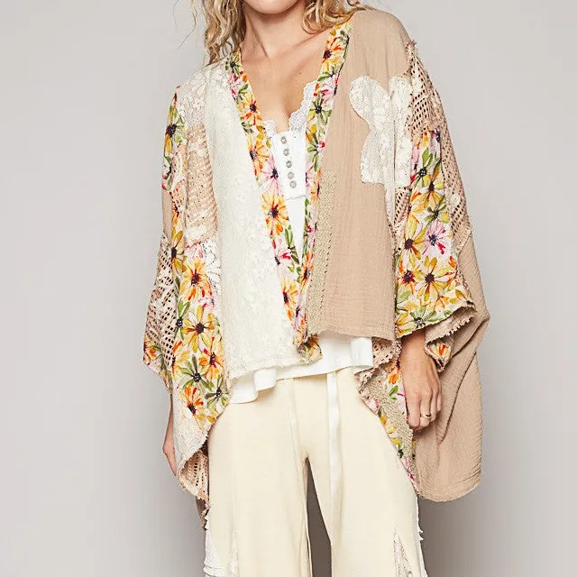 Open Front Crochet Oversized Dropped Shoulder Cardigan
