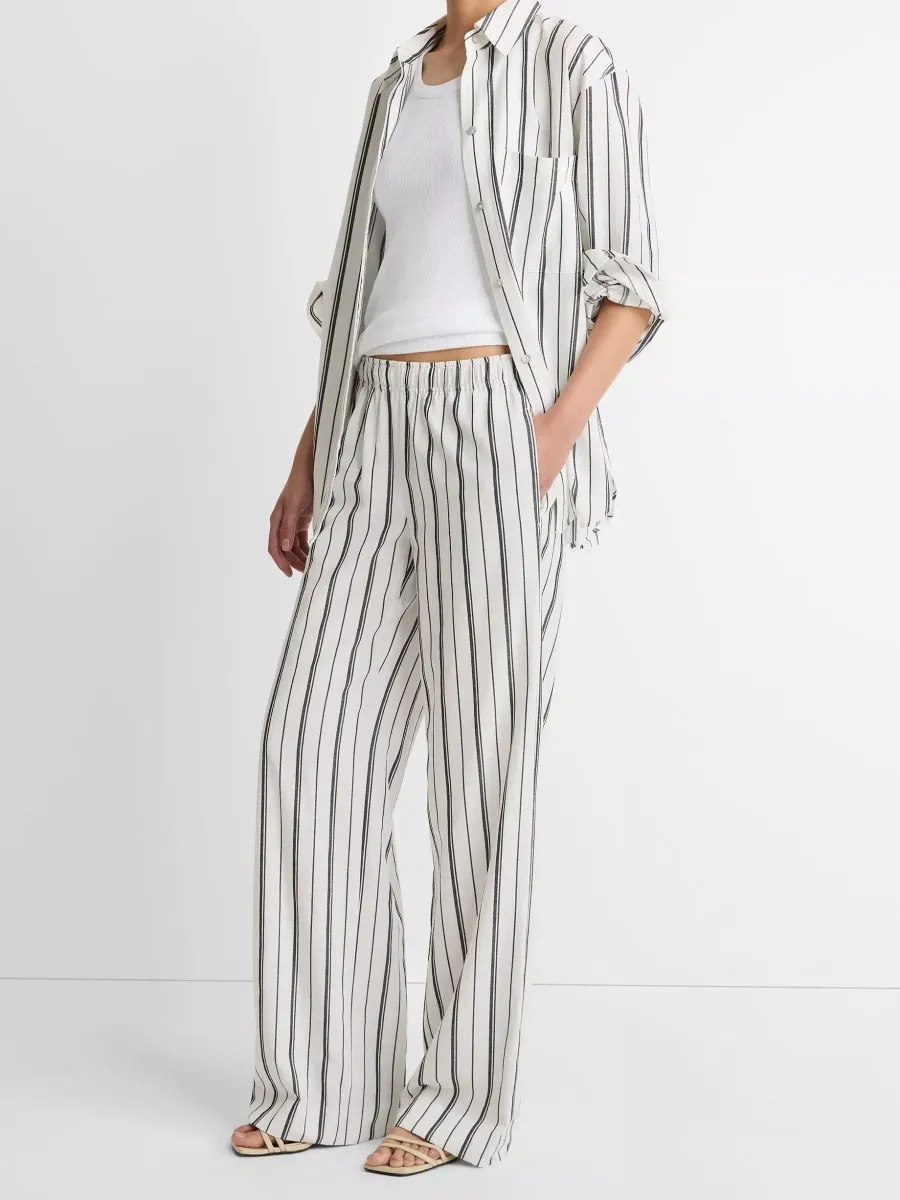Elastic-Waist Striped Pants
