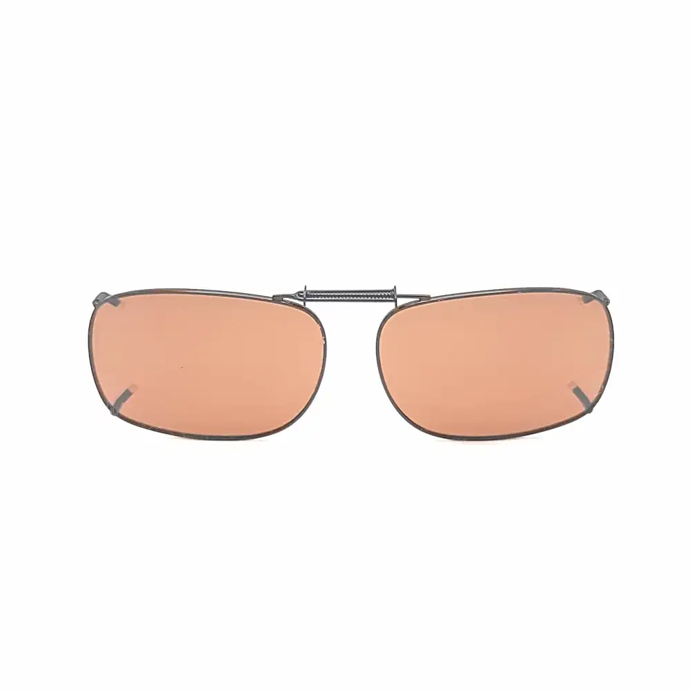 Amber Lens 52mm Rectangular Polarized Clip-On Sunglasses for Plastic Frames