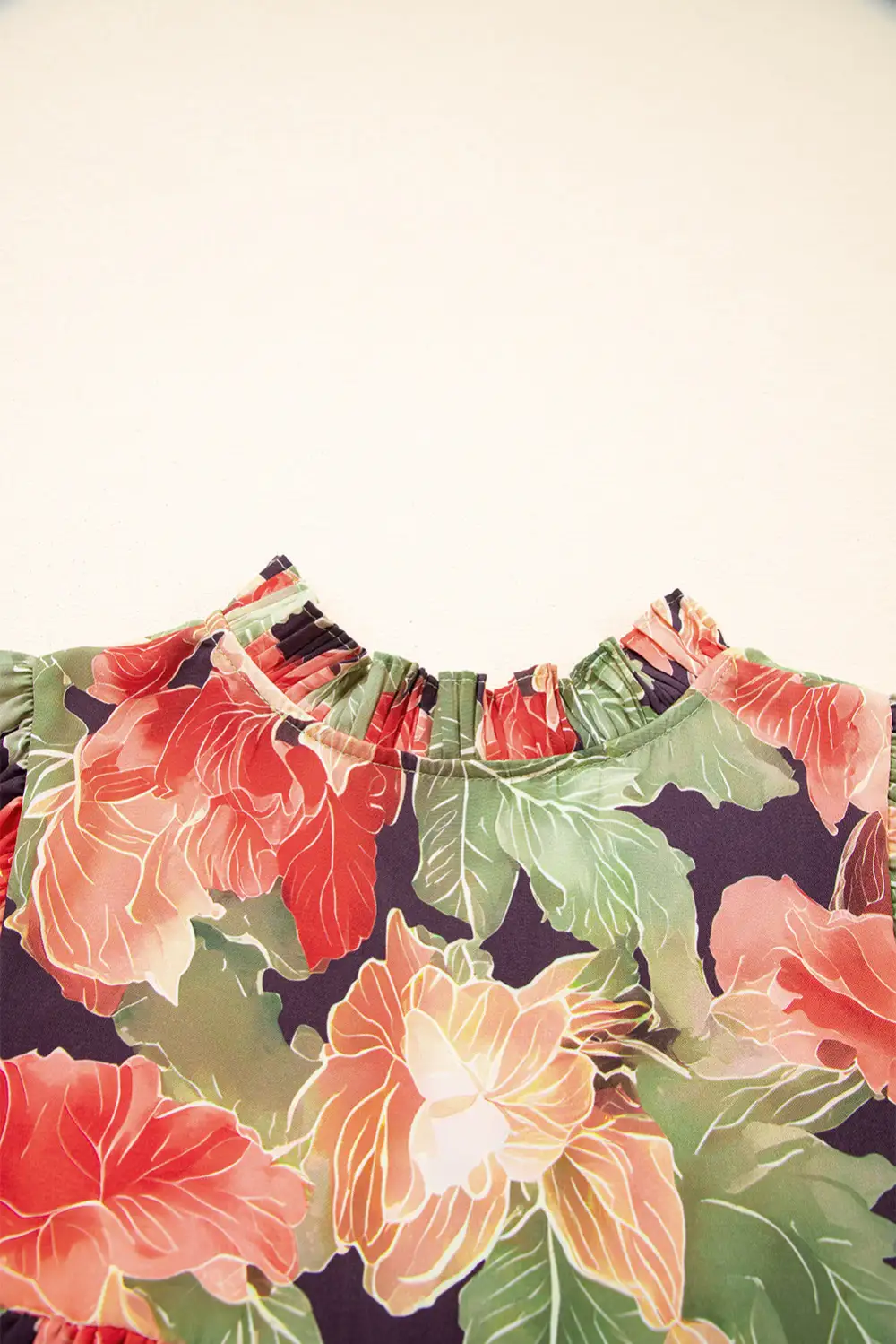 Drape Floral Printed V Neck Mini Dress