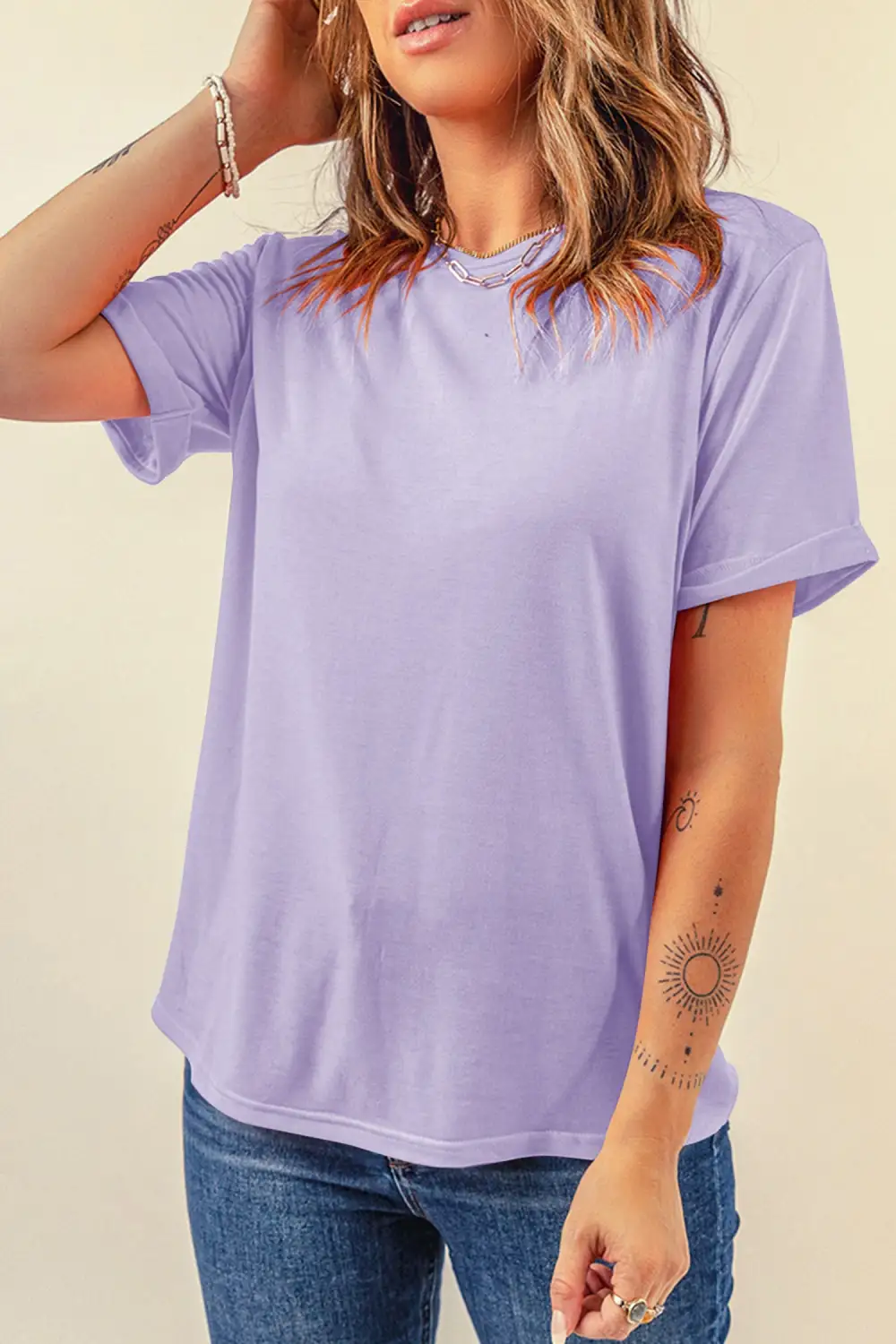 Orchid Petal Casual Plain Tee