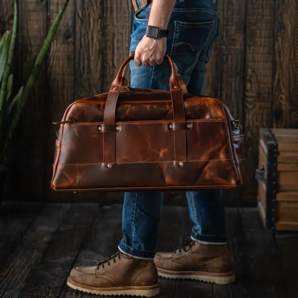 Unlined Minimal Leather Duffel Bag