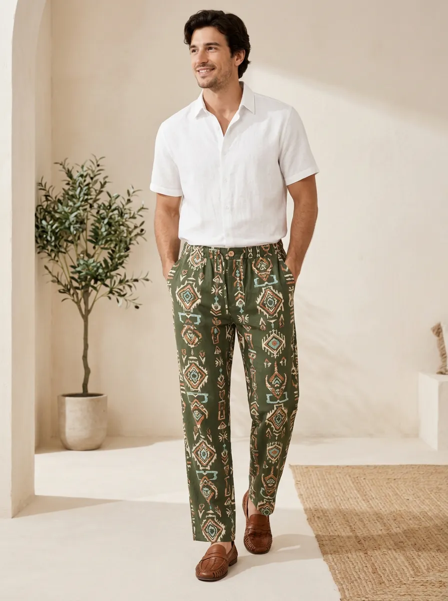 Men's Boho Tribal Geometric Printed Pants