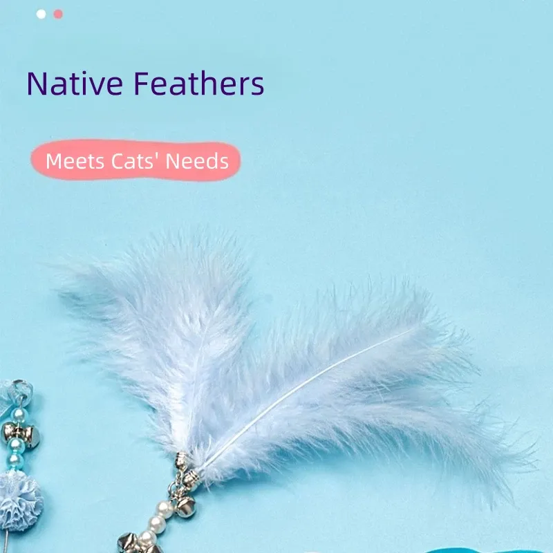 Pet Supplies Cat Toys Cat Teasing Stick Bell Fairy Stick Feather Bite-Resistant Cat Teasing Stick Mainan Kucing