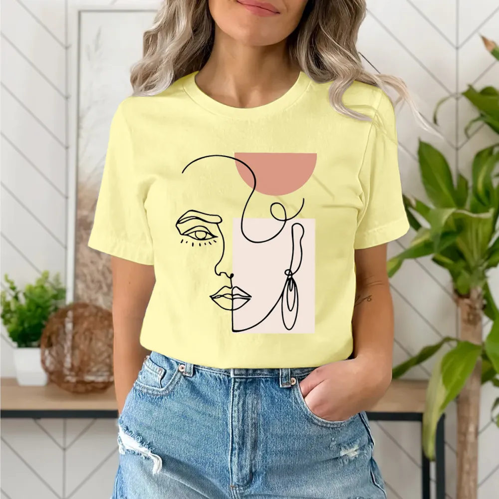 Abstract Woman Face Line Art T-Shirts