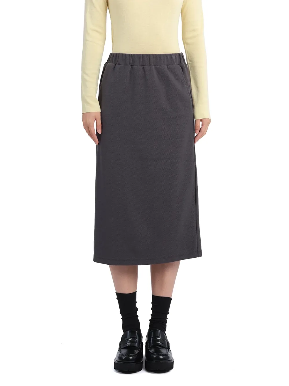 Solid Color Mid - Length Straight Skirt