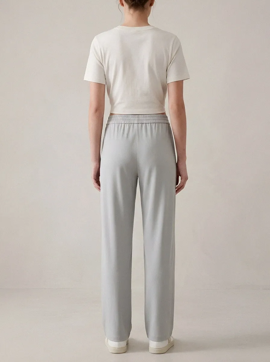 Women's Ice Silk Elastic-Waist Minimalist Casual Pants