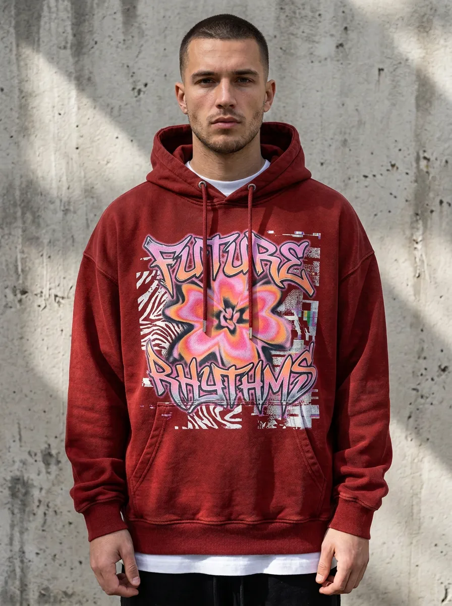 Men's Streetwear Graffiti Floral Hoodie