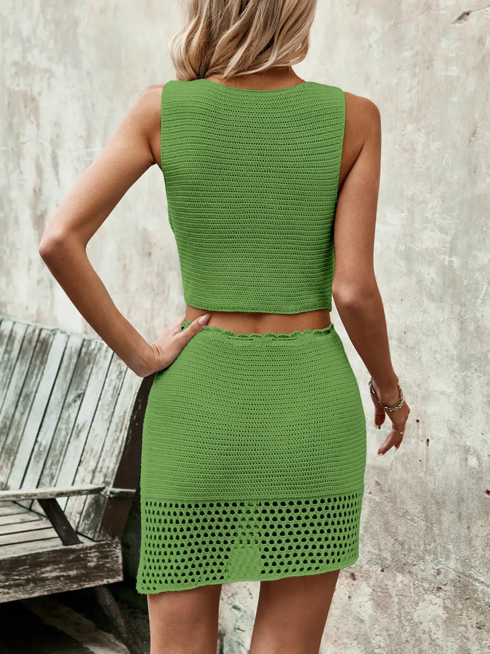 Button Front Sleeveless Coordinated Set