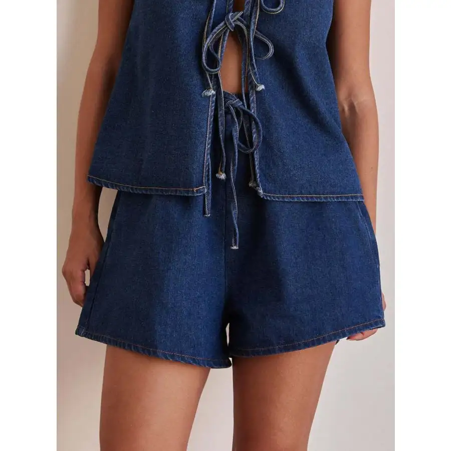 Elastic Waist Denim Shorts