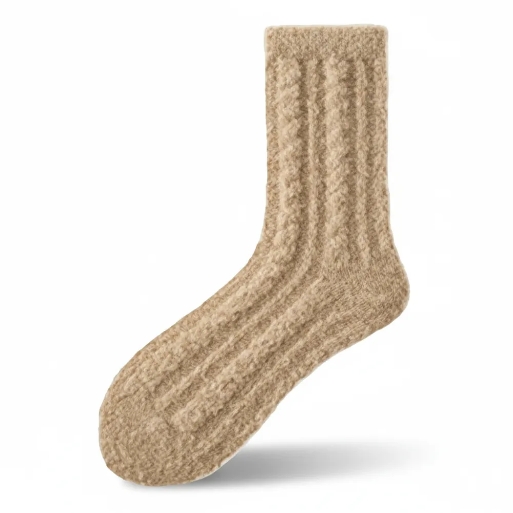 Plush Cable Knit Fuzzy Crew Socks