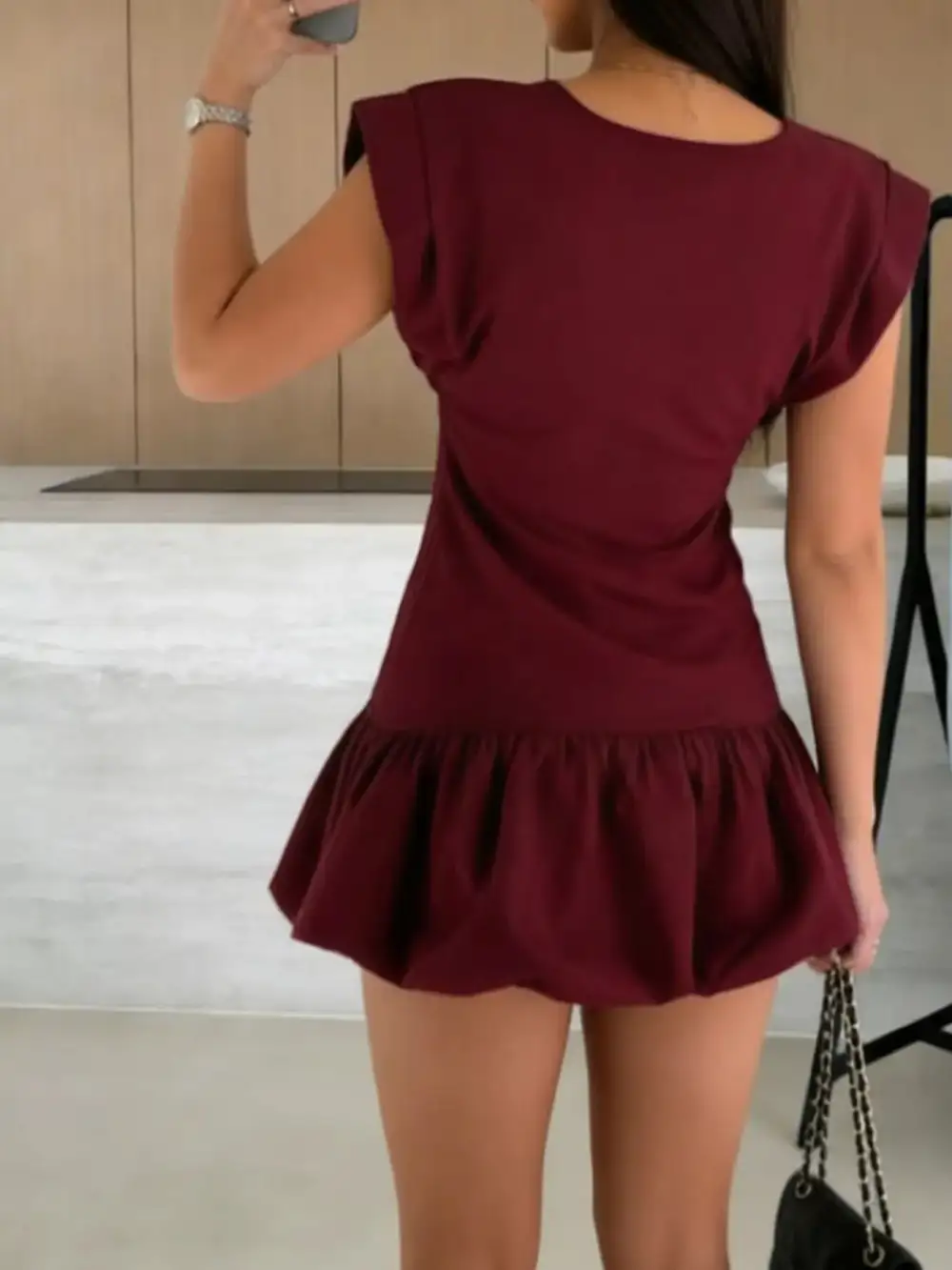 Layered Detail Ruffle Mini Dress