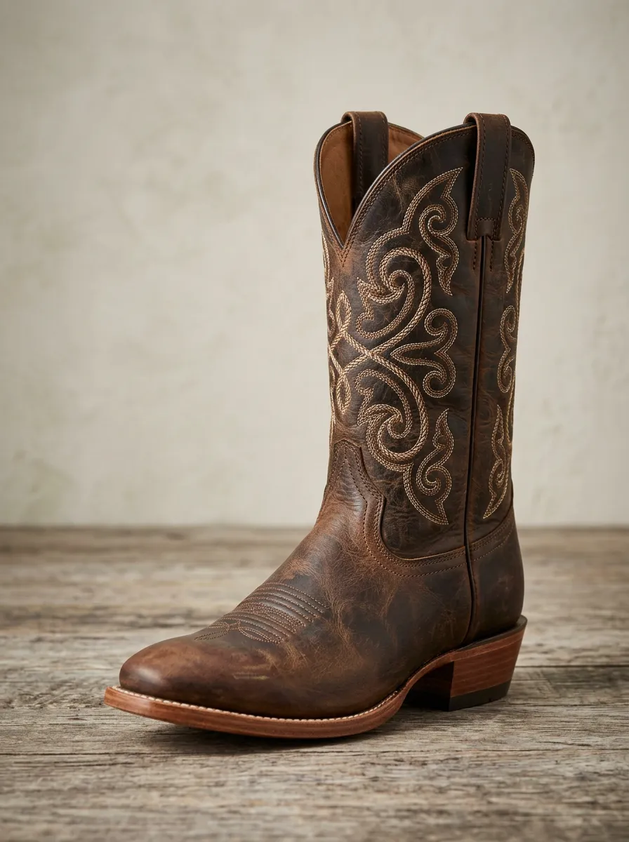 Unisex Heritage Inspired Western Cowboy Embroidered Cowboy Boots