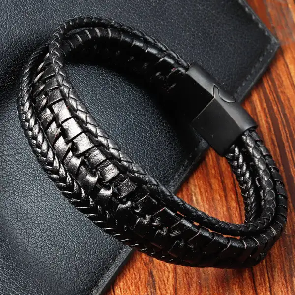 Simple Braided Pattern Titanium Steel Multi Layer Bracelet
