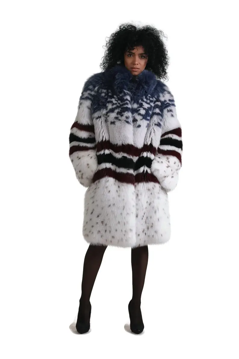 Multicolored Fox Fur coat