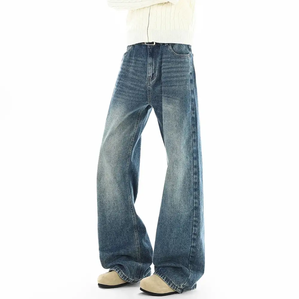 High-Rise Vintage-Wash Ultra-Wide Jeans