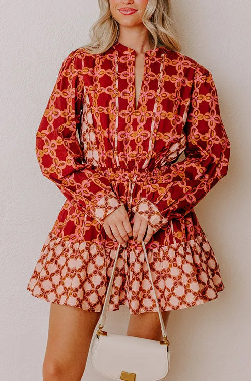 Floral Smocked Mini Dress with Zip Closure