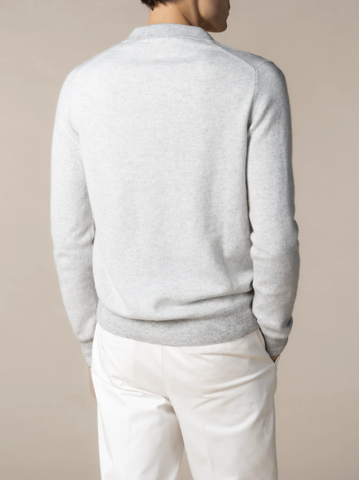 Pure Cashmere Buttonless Jacquard Knit Knit Construction Polo Shirt
