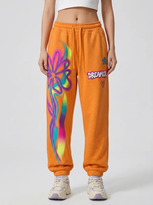 Unisex Graphic Streetwear Graffiti Floral Sweatpants