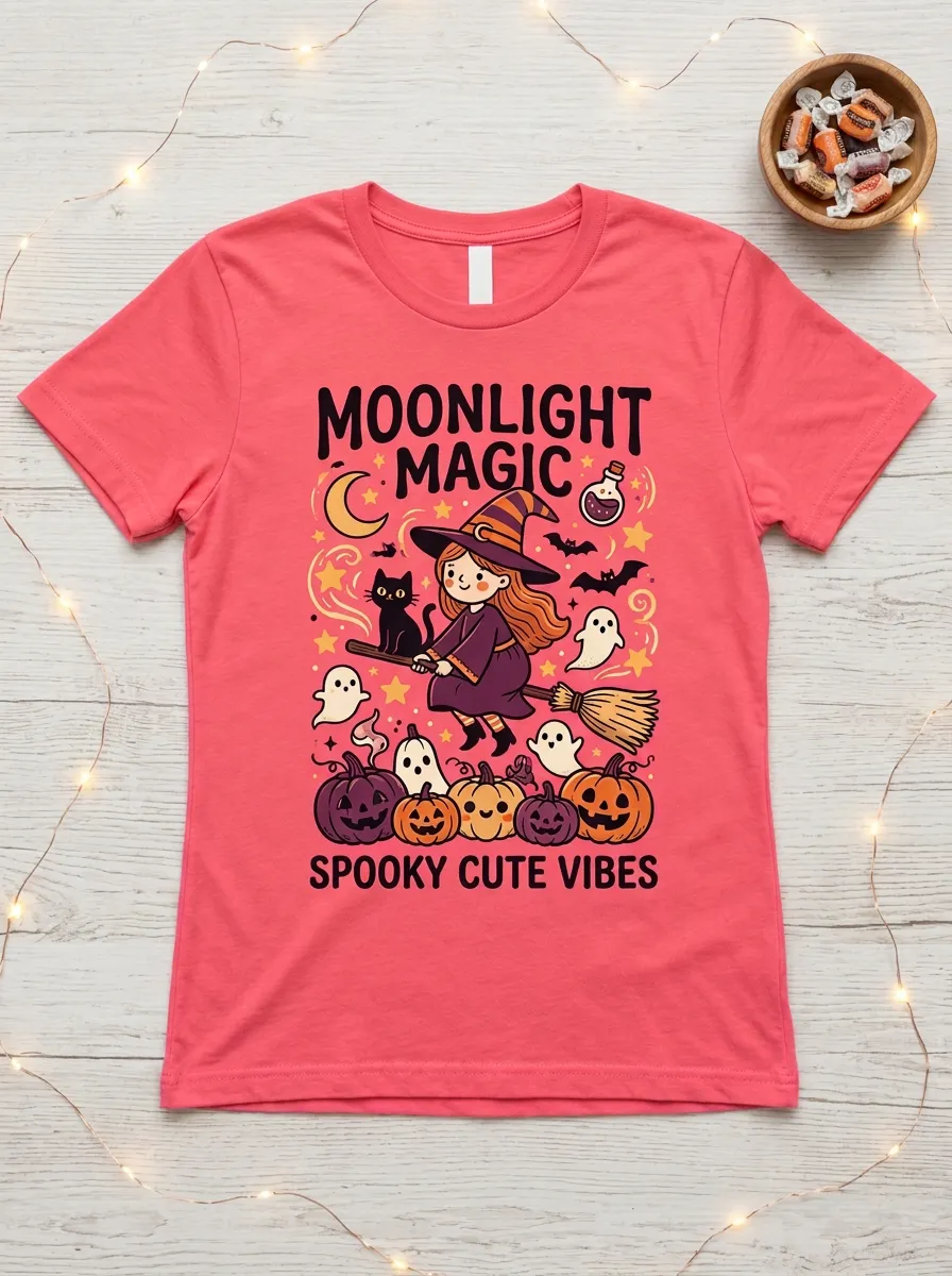 Pumpkin Cat Magic Halloween Graphic T-Shirt