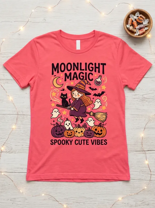Pumpkin Cat Magic Halloween Graphic T-Shirt