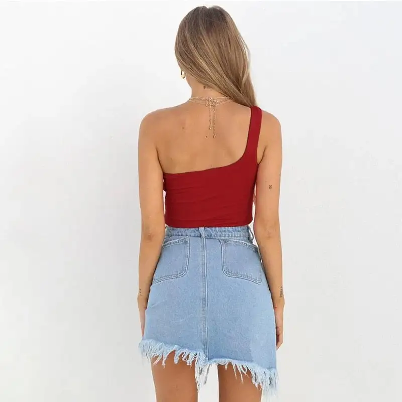 Cropped One-Shoulder Top