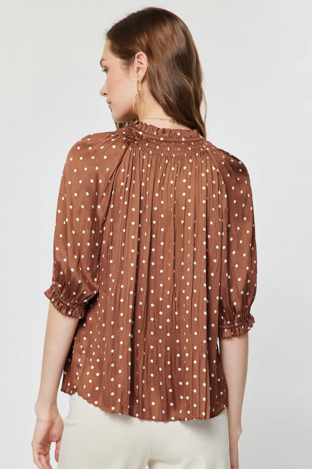 Polka Dot Pleated Blouse