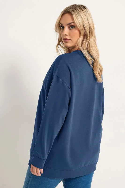 Blue Daisy Print Studded Sweatshirt detail 2