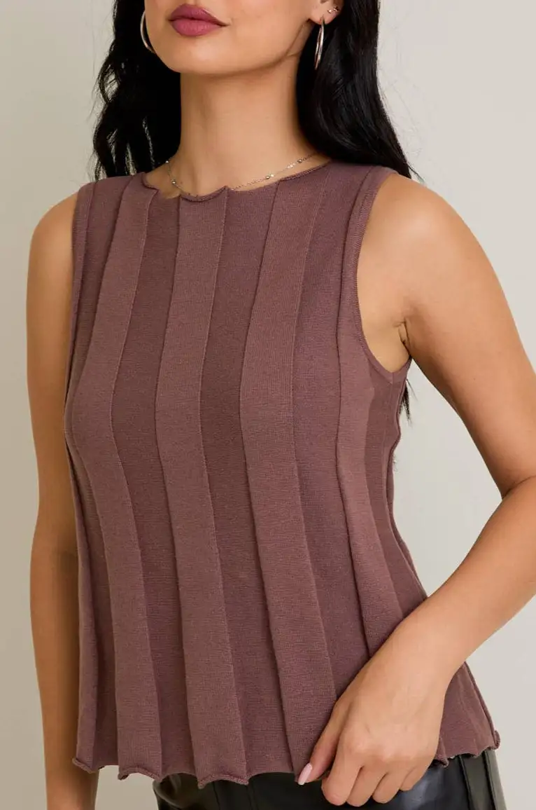 Ribbed Sleeveless Women's Blouse Top
