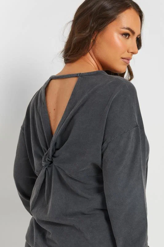 Grey Acid Wash Eyelet Sweatshirt detail 3