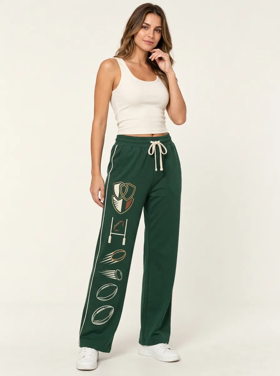 Women's Shield & Ball Graphic High-Rise Wide-Leg Sweatpants