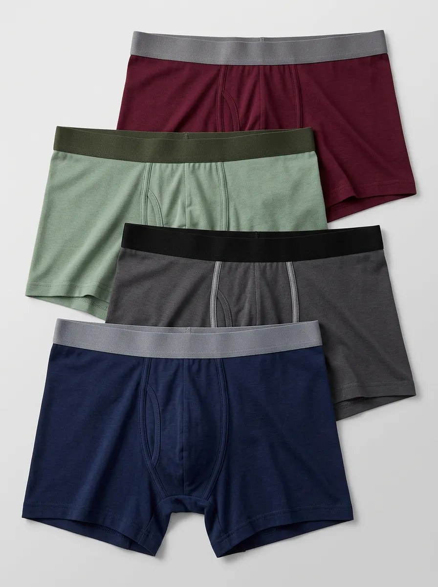 Men's Solid Color Multi-pack Cotton Boxer Briefs Underwear Set