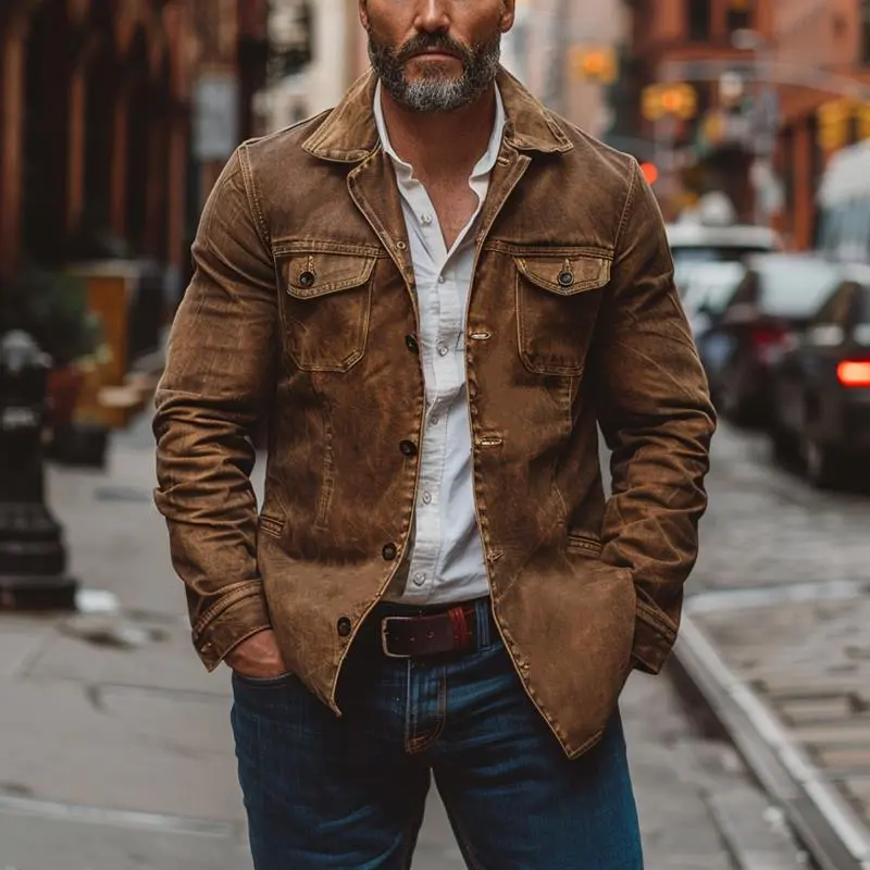 Pocket Leather Utility Jacket