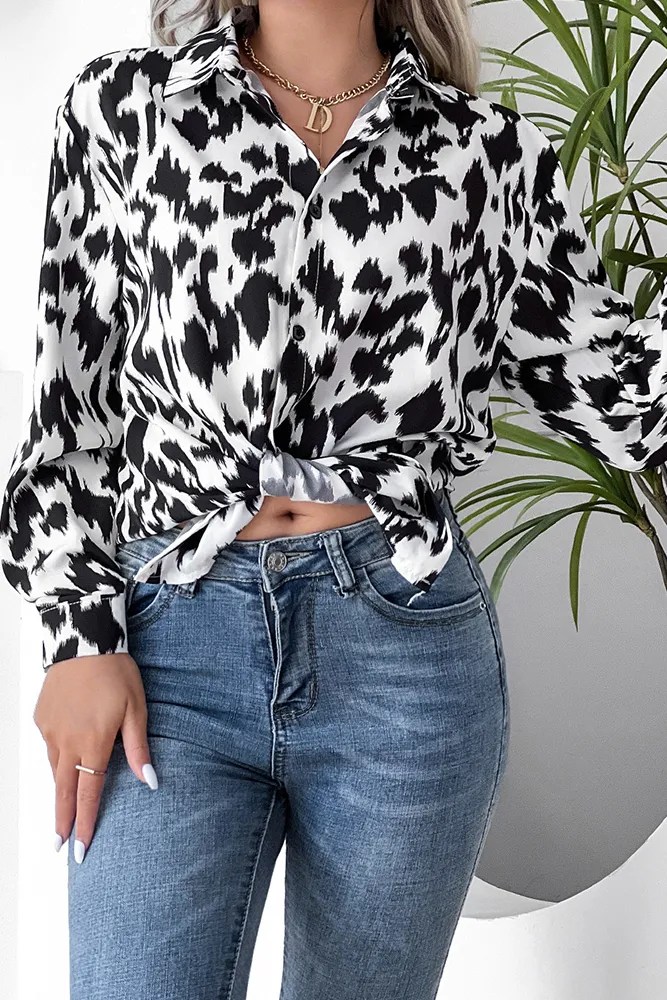 White Leopard Button Down Shirts Shirt