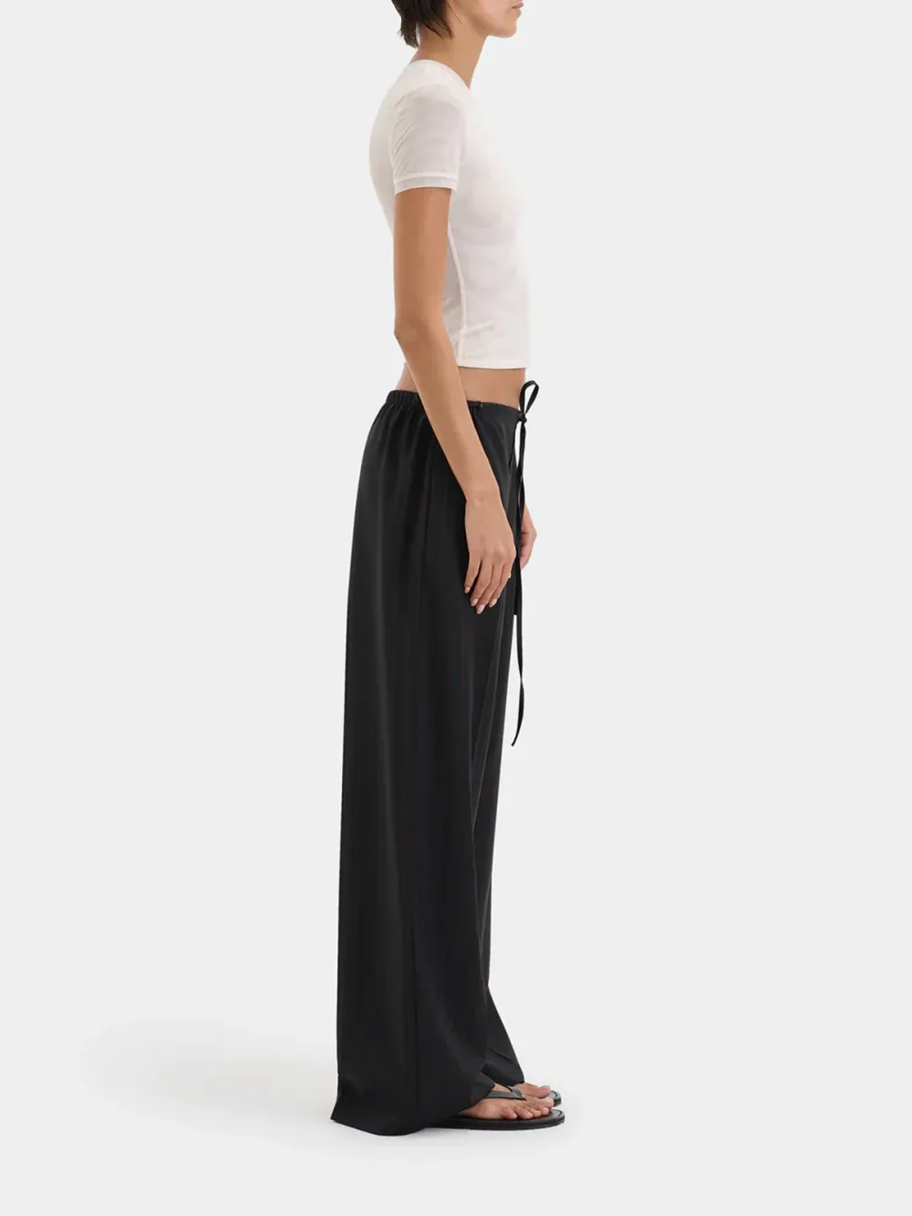 Casual Style Drawstring Pant Red Pinstripe
