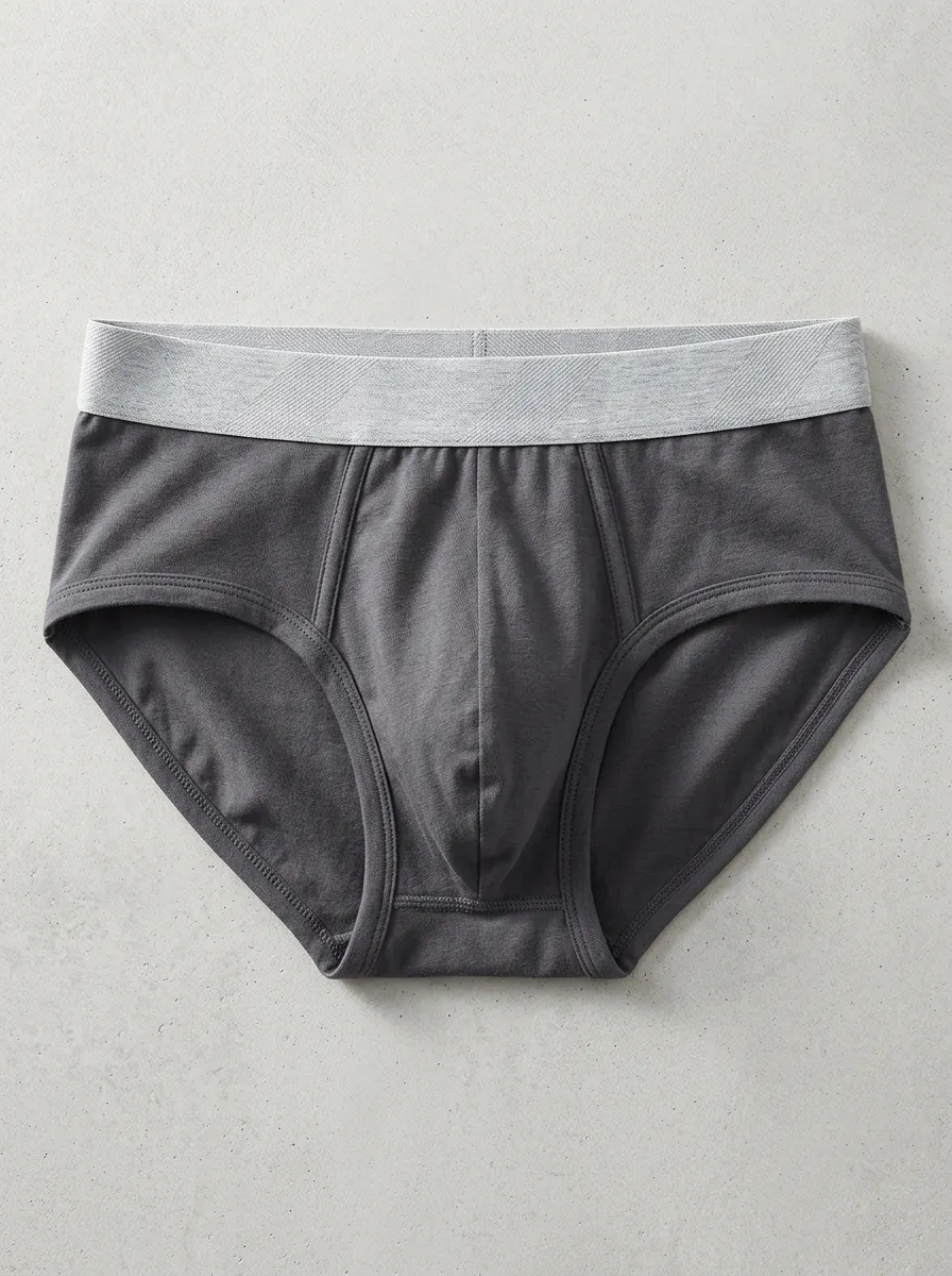 Men's Grey Cotton Elastic Waistband Briefs