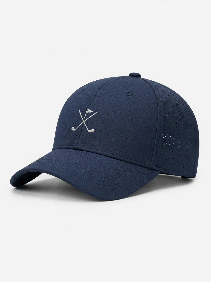 Men's Baseball Cap with Crossed Clubs Embroidery