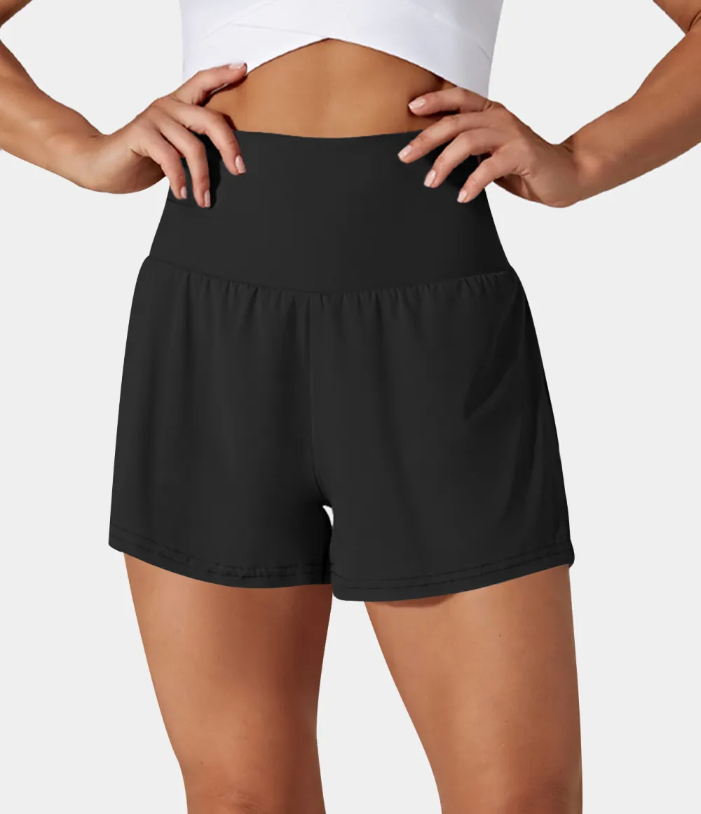 2026🔥  Super High Waisted Back Pocket & Side Hidden Pocket 2-in-1 Yoga Shorts 2.5