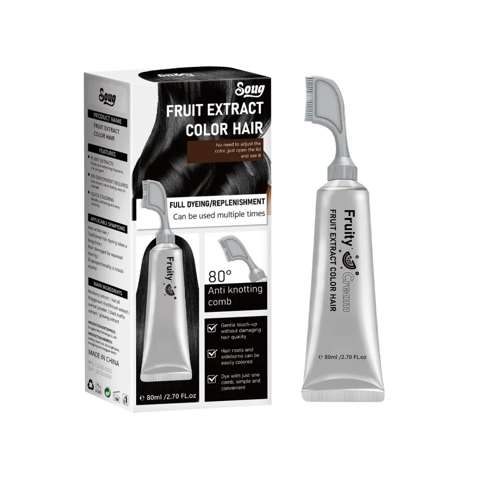 Plant Hair Dye Comb, One-Sweep Black Hair Color Cream, Fast Coloring Hair Dye Brush