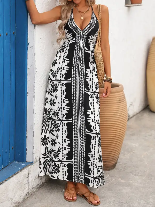 Structured Shape Printed Maxi Dress