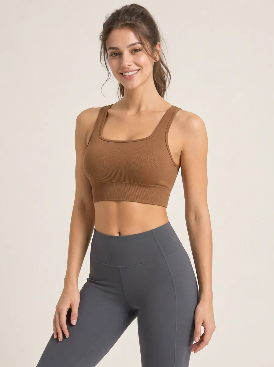 Women's Seamless Yoga Ribbed Tank Style Bra