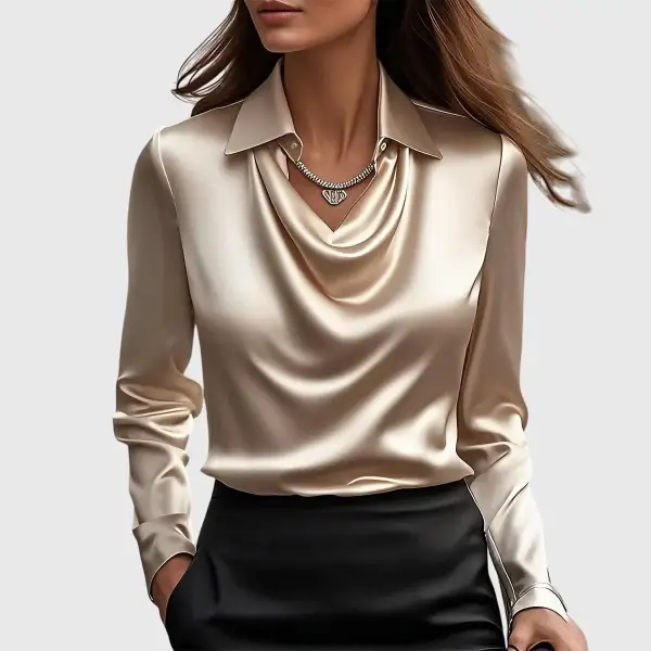Floral Pleated Neckline Pleated Blouse