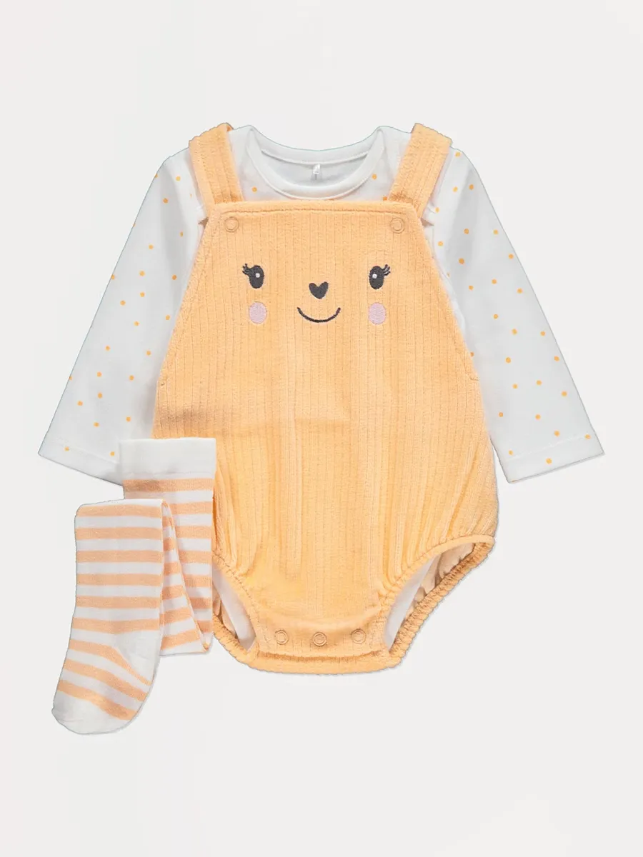 Orange Pumpkin Romper Bodysuit and Tights Outfit