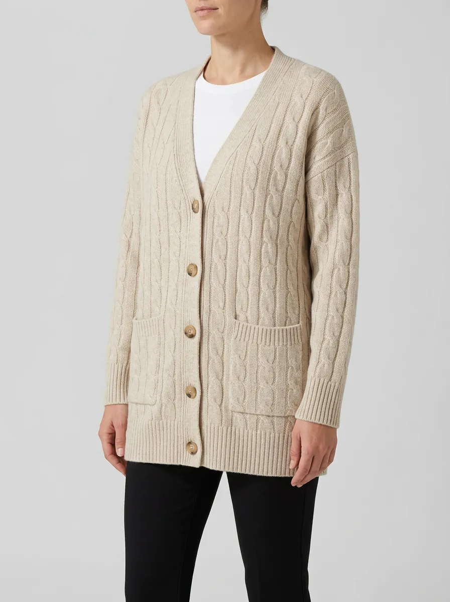 Women's Cable Knit Button Down Cardigan